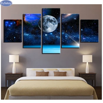 

5 Pieces Moon Earth Universe Starry Sky diamond embroidery sale full diamond painting cross stitch kit diamond Mosaic home decor