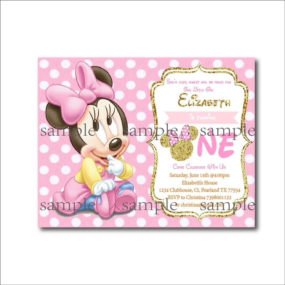 Us 539 40 Di Sconto14 Pzlotto Minnie Mouse Inviti Di Compleanno Per Bambini Mickey Minnie Del Bambino Doccia Inviti Di Compleanno Decorazione Del