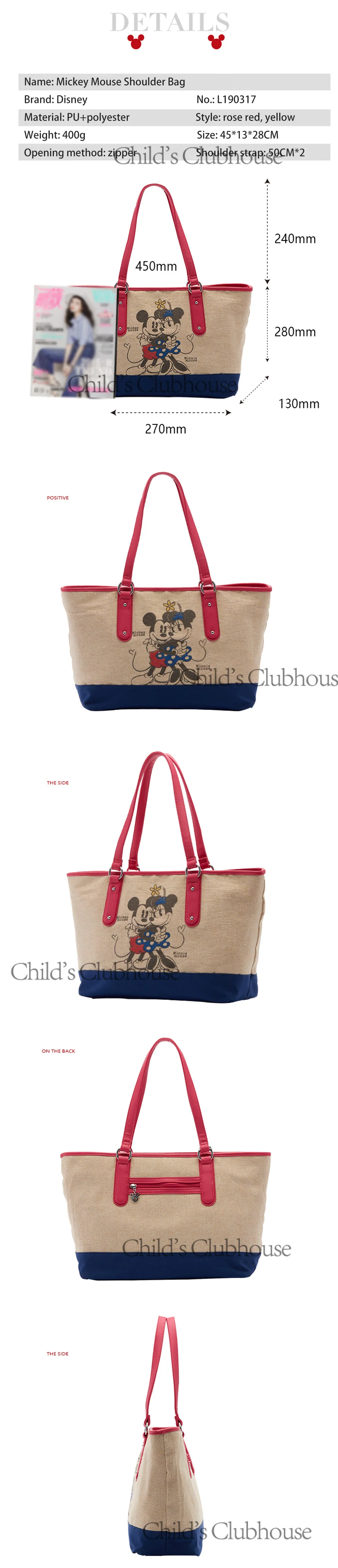 Горячая Распродажа, женские сумки с Микки Маусом, модные сумки для покупок с Минни Маус, Большая вместительная Индивидуальная сумка из искусственной кожи, лучшие подарки