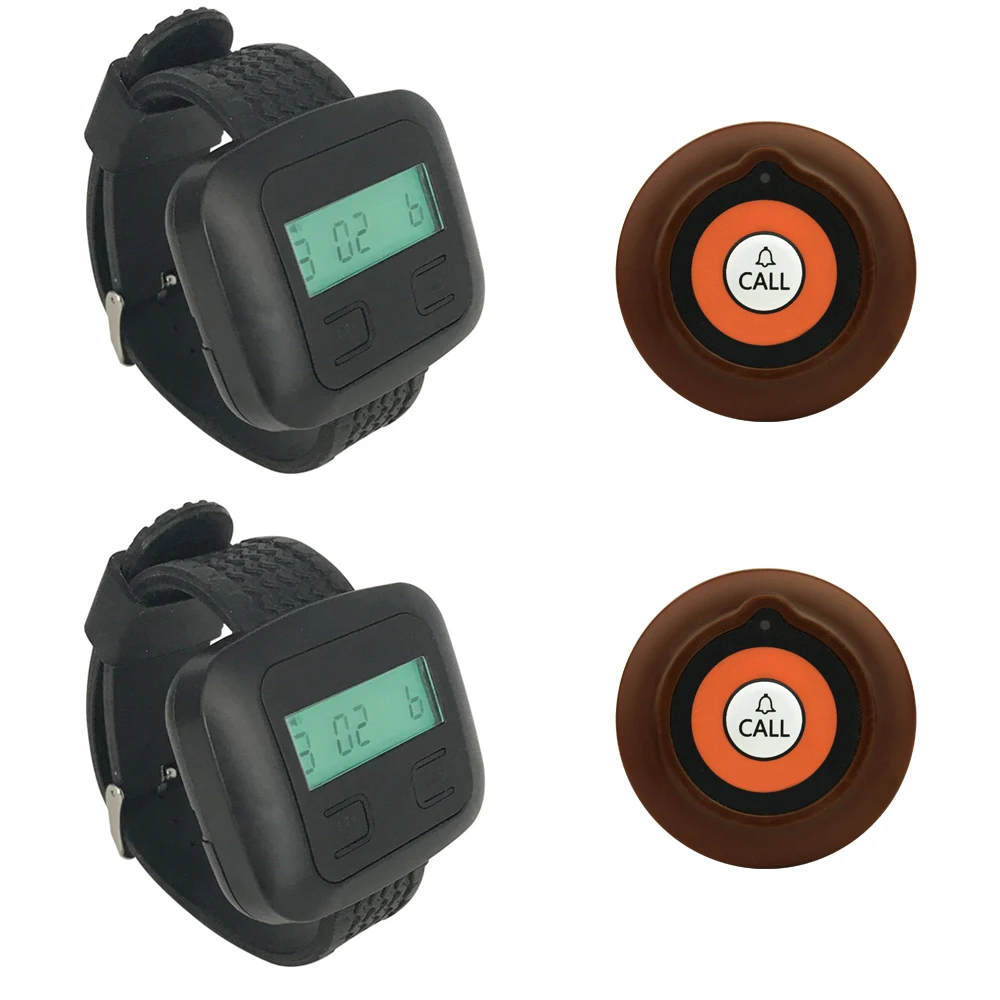 

JINGLE BELLS 433MHz wireless calling system with long distance 2 call bells 2 watch pager receiver call pager system restaurant