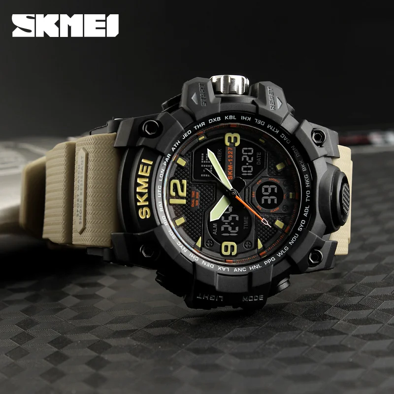 Men Sports Watches SKMEI Brand Double Time Electronic Quartz Watch Watwrproof Military Wrist watche