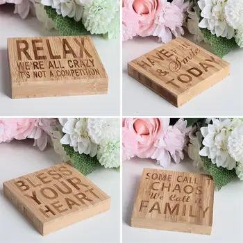 

Have Fun And Smile Today Home English Letter Plaque Ornament Alphabet Text Home Table Decoration Bamboo Made Plank Photo Props