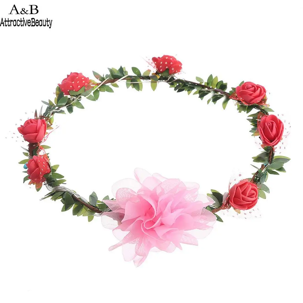 

Wedding Large Flower Rings with Light Headband Hair Girl's Festival Party Travel