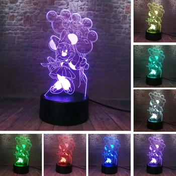 

Amroe Minnie Holding Cartoon Balloon Led Mouse Mice Light Novelty Good Night 3D Table Decor Lamp Children's Baby Xmas Toys Gifts