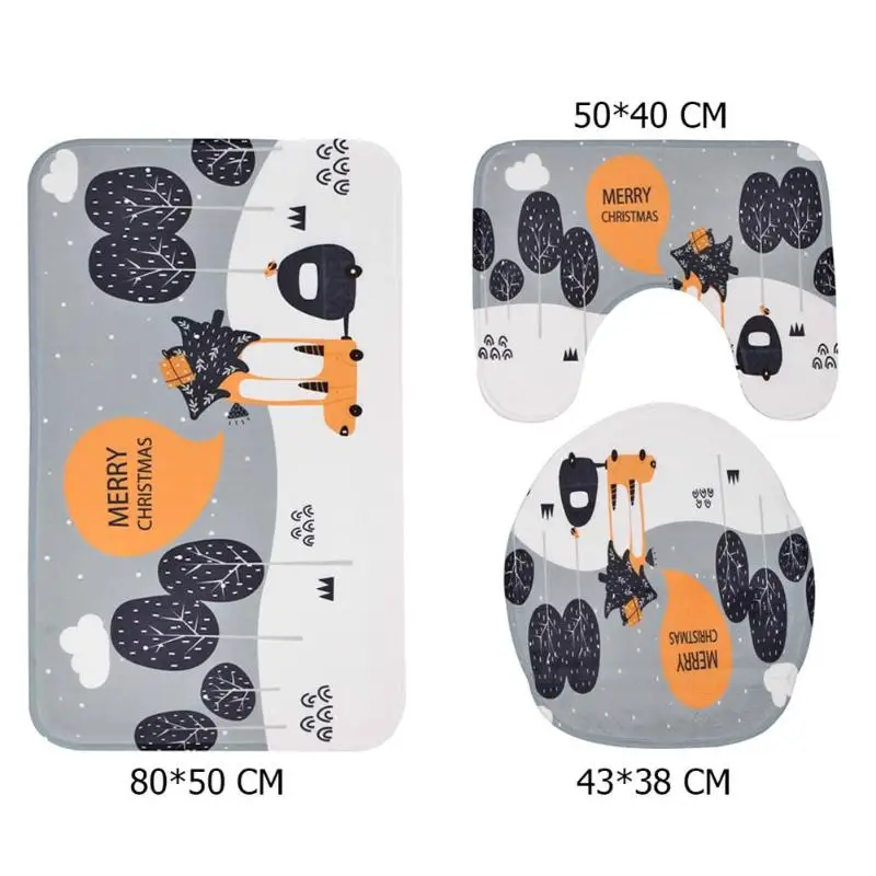 Шт. 3 шт. Рождественский нескользящий коврик для ванной унитаз чехол моющийся коврик для ванной комнаты