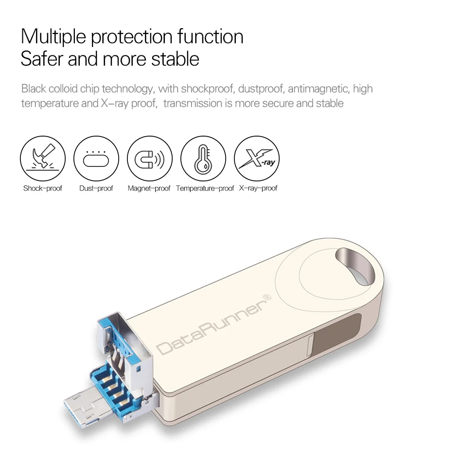 USB флеш накопитель DataRunner 3 в 1 OTG 128 ГБ 64 32 16 8 usb 0|USB флэш-накопители| |