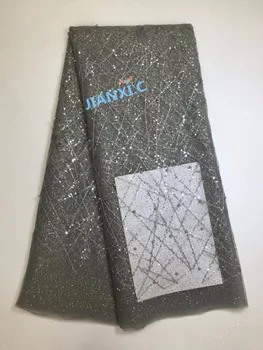 

special CiCi-102503 embroidered African french lace net tulle fabric with a lots sequins super quality 5 yards/pc