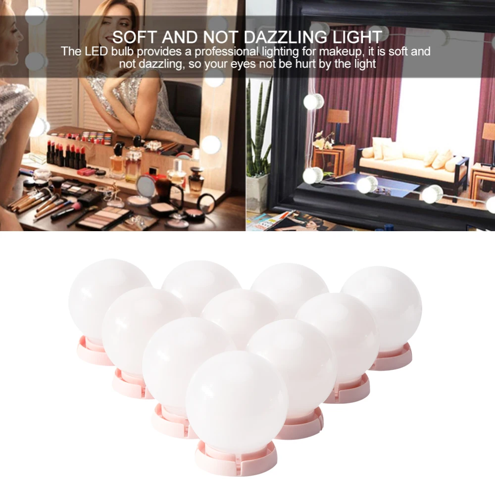 

Vanity LED Light Bulbs Kit for Makeup Mirror USB Charging Port Cosmetic Lighted Make up Mirrors Bulb Adjustable Brightness light