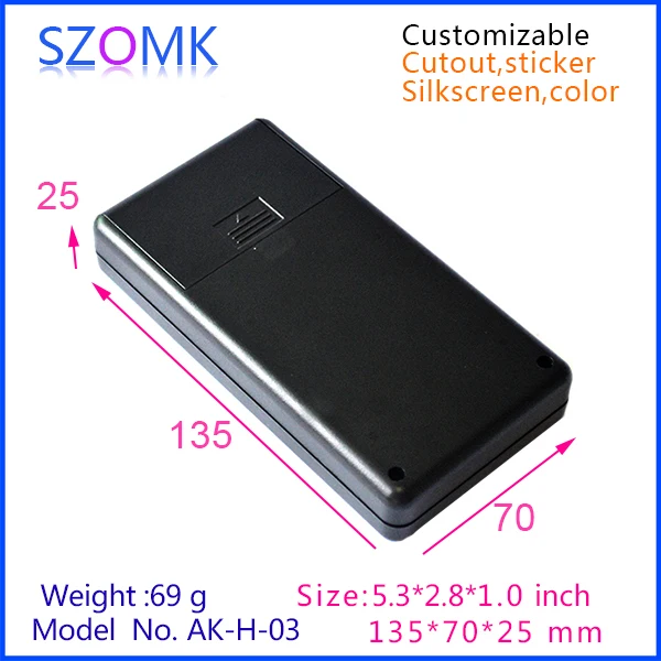 

1 pc, free shipping handheld enclosure 135*70*25mm electronics abs plastic enclosure diy plastic box plastic case