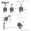 Kinel Fashion Silver Color Vintage Wedding  Jewellery Set Black Crystal Rose Flower Ring Jewelry Sets For Women Party Gift ► Photo 2/6