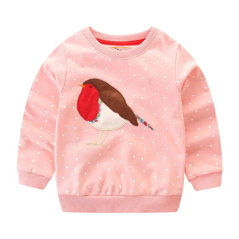 

Girls Winter Clothes Cartoon Cute Birds Print Cotton T shirt for Baby Girls Polka Dot Long Sleeve Baby Girls Warm Tops