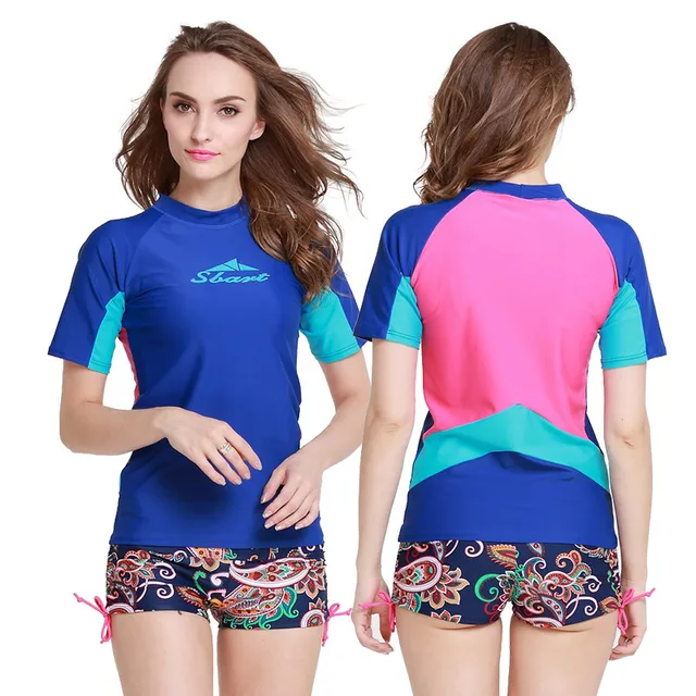 women's swim shirt and shorts