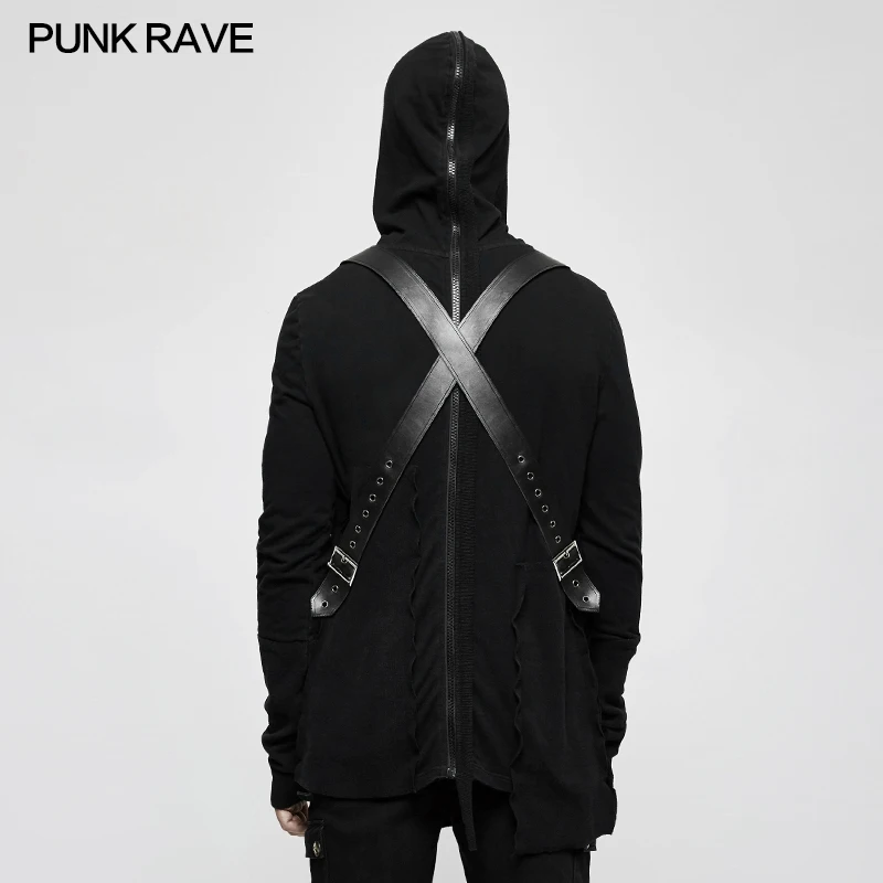 Punk Rave Rock Cotton Men Jacket Hoodie Black Cotton Long Sleeve Gothic Rock Motocycle Top Mens Jackets and Coats Hip Hop Style