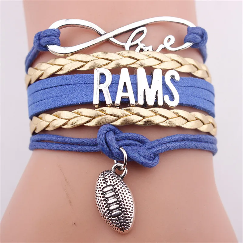 GVUSMIL Infinity Love Rams Football Team Rope Bracelet Sport Customize