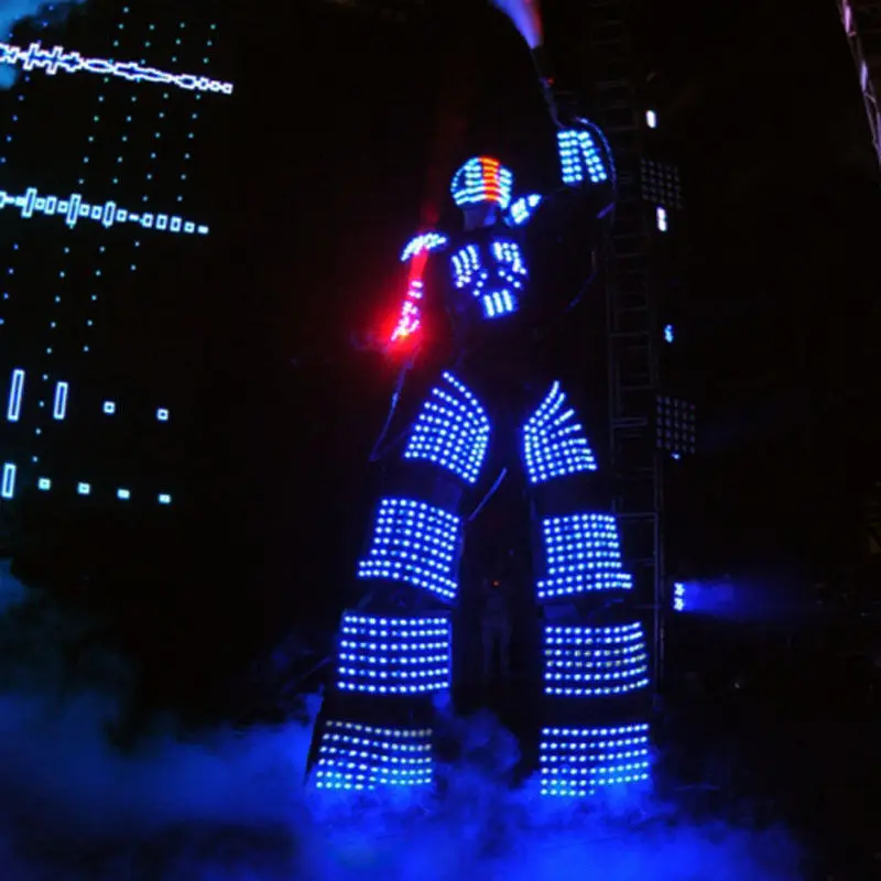 

DHL Free LED Costume /LED Clothing/Light suits/ LED Robot suits/ david robot Size customized RGB change color LED Robot