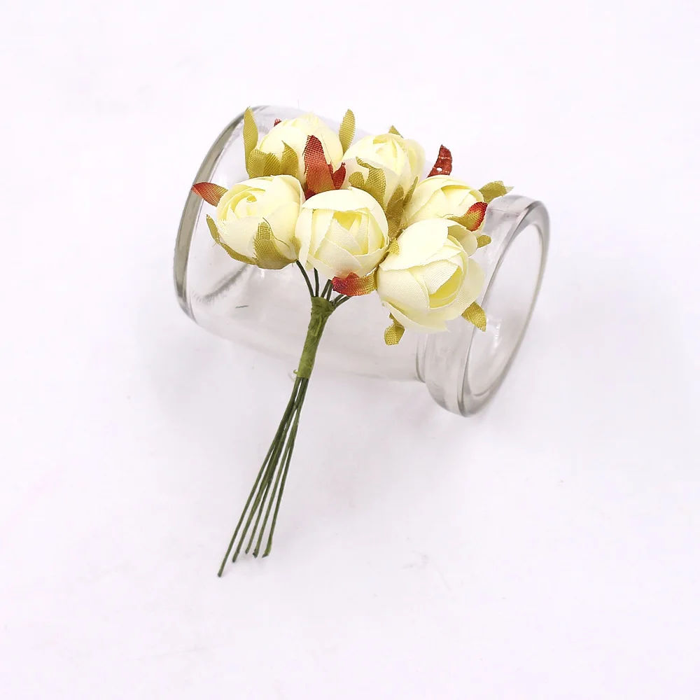 6 шт 1,5 см реалистичные нетканые Искусственные Розы Букеты для рукоделия венок Подарочная коробка искусственные цветы для скрапбукинга Para Свадебные украшения