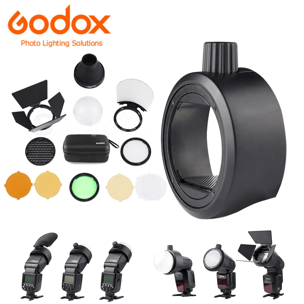 

Godox Universal Round Head Flash Adapter S-R1 For Canon Nikon Sony Yongnuo Godox Speedlite AD200pro TT600 TT685II V850II V860III