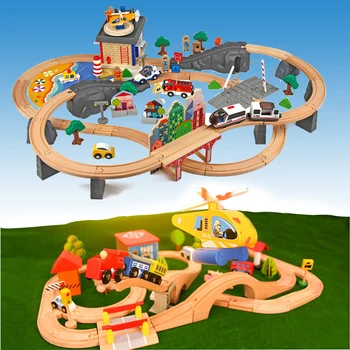 

Electric Train Track Set Magnetic Educational Slot Bri-o Railway Wooden Train Track Station Wood Track Toy For Kids For Children