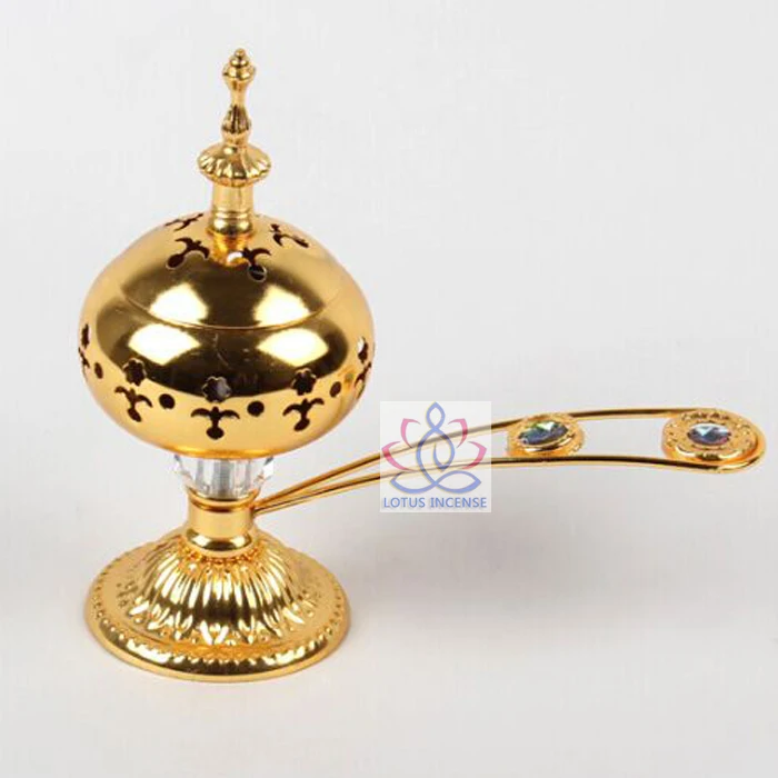 Golden Alloy Incense Burner Arab Middle East Charcoal Incense Burner
