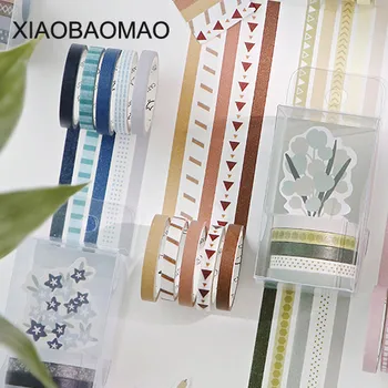 

5pcs/set Black Foiled Washi Tape Japanese Paper DIY Planner Masking Tape Adhesive Tapes Stickers Decorative Stationery Tapes