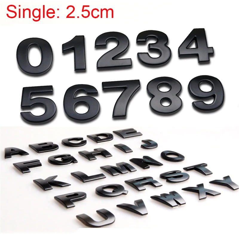 

A-Z 25mm Height 26 Single Letter 10 Number DIY Car Styling Refitting Emblem Logo Sticker for Car Model Capacity Das Auto Passat