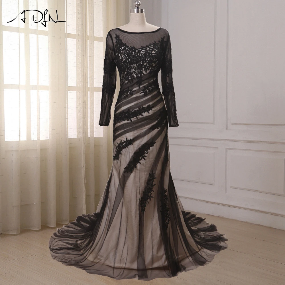

ADLN Real Photo Long Sleeve Evening Dress Lace Mermaid Mother of the Bride Dresses Long Dress Evening Mother Gowns