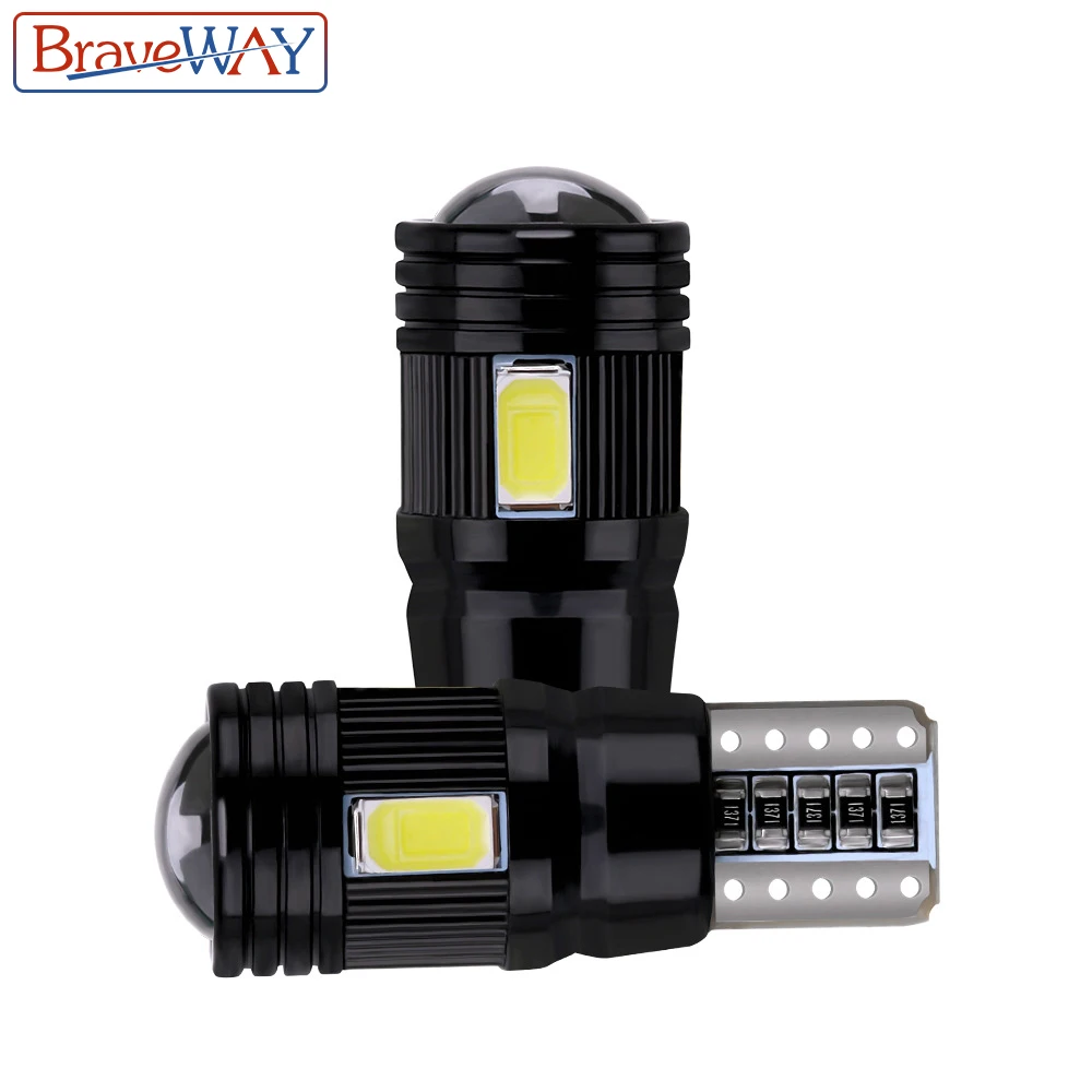 

BraveWay 2pcs T10 LED Bulb Canbus Error Free 5730 6SMD W5W Lamp Auto Interior Clearance Parking Lights Car Styling 194 168 12V