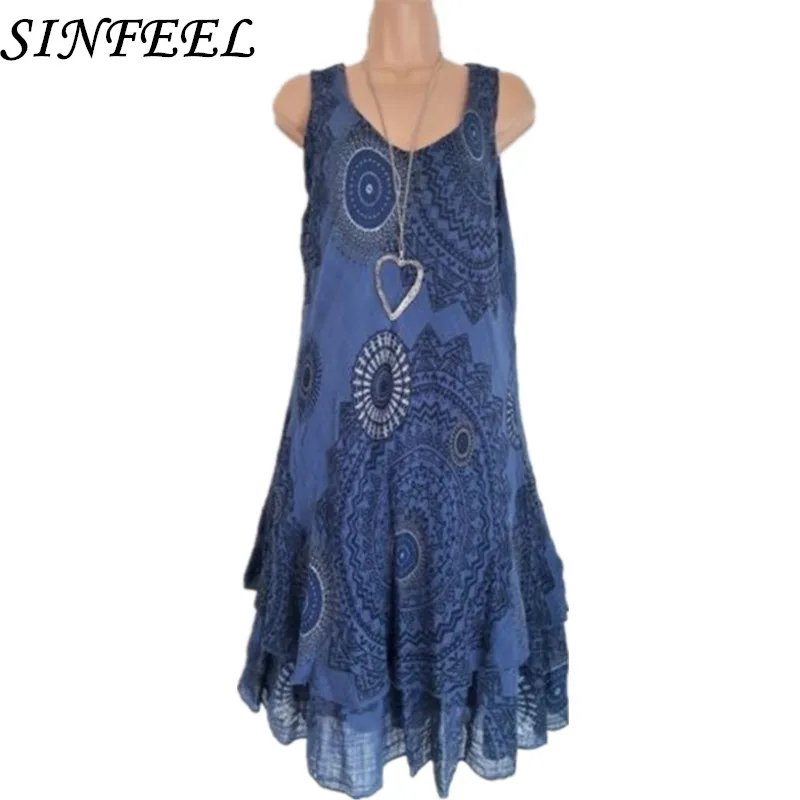 

S-5XL Fashion Women Summer Floral Print Sexy Sleeveless Strap O-neck Boho Dress Casual Mini Party Beach Dress Sundress Plus Size