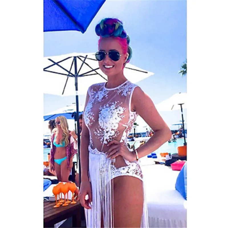 

Sexy Chiffon Summer Swimwear Dress Beach Cover Up Sarongs Bikini Scarf Tunic Wraps Women Lace Long Tassel Beach Dress cover up