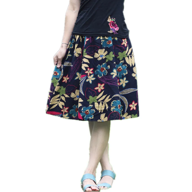 Summer Skirts Womens Floral Print Skirts Loose Pleated/short Skirt ...