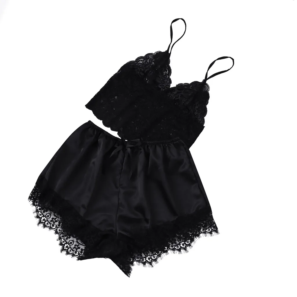 

New Fashion Ladies pajama sets Underwear Sexy Lace Sleeveless Sling Summer Lingerie Trousers Ladies Pajamas Nightgown #SS