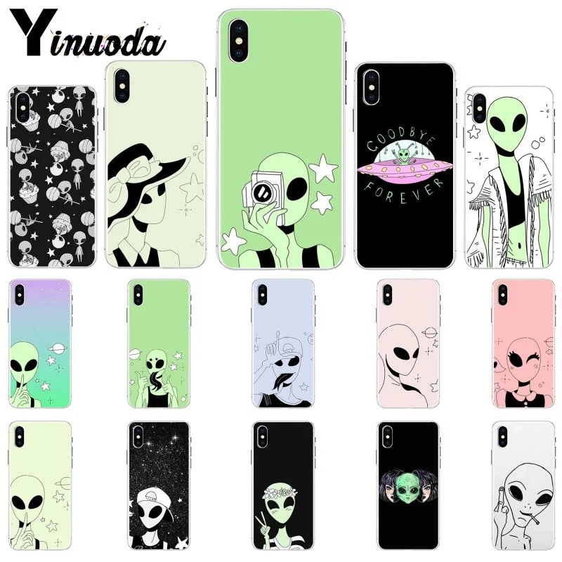 Yinuoda Забавный мягкий чехол для телефона из ТПУ с рисунками инопланетян iPhone 6S 6plus