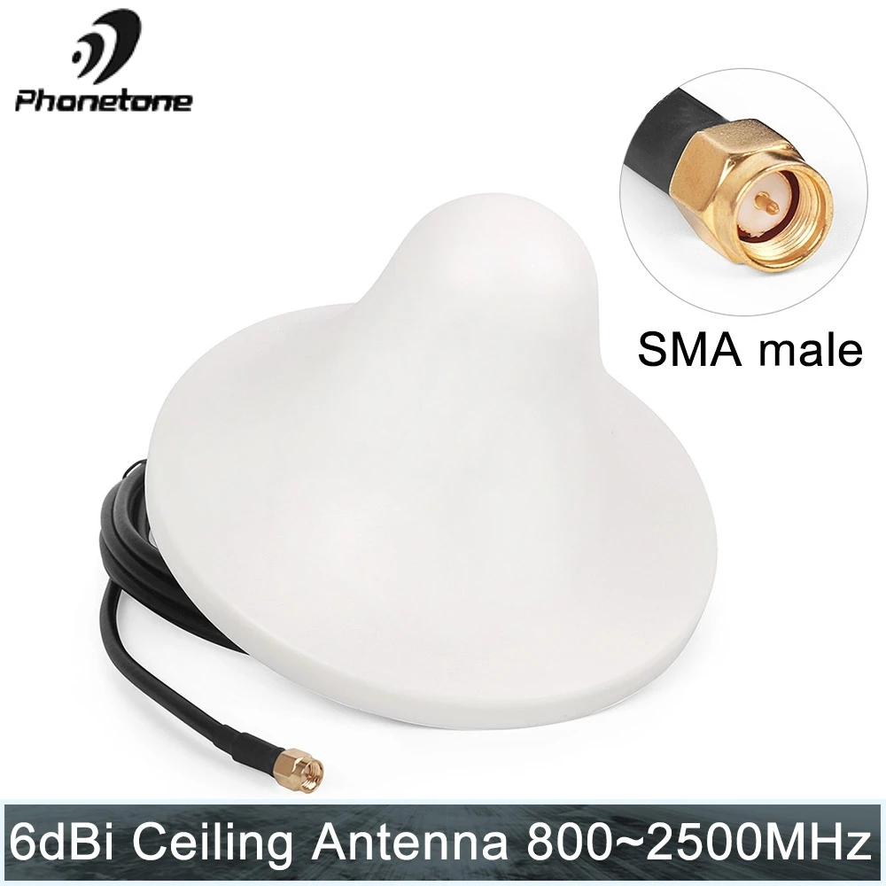

Indoor Ceiling Amplifier Antenna 850~2500MHz with SMA Male Connector for Mobile Phone Signal Booster Repeater & 5M Black Cable