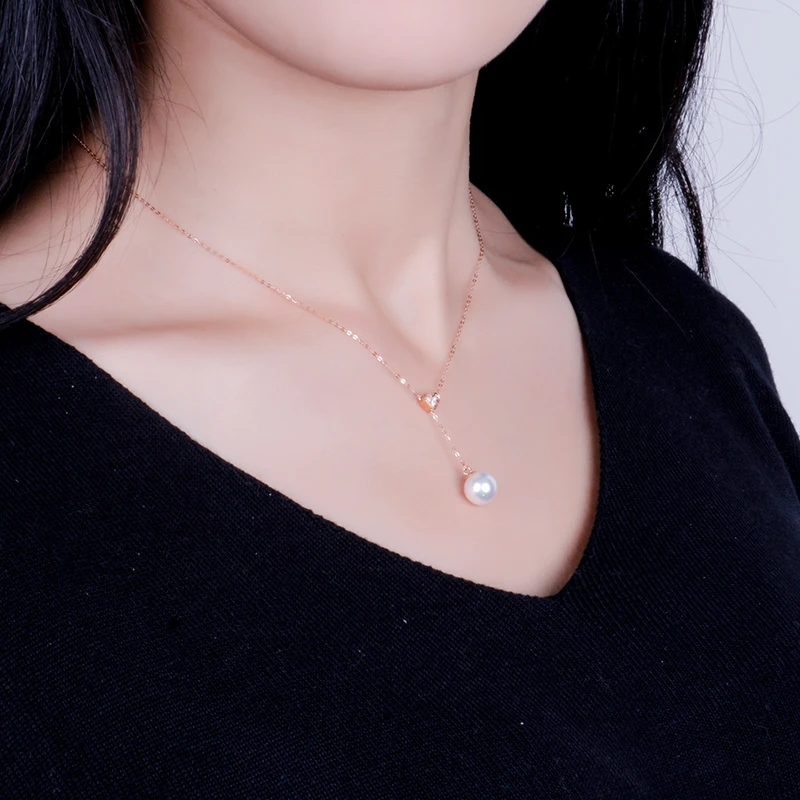 Angeperle 18 К золотой жемчуг кулон fine jewelry натуральный морской Цепочки и ожерелья