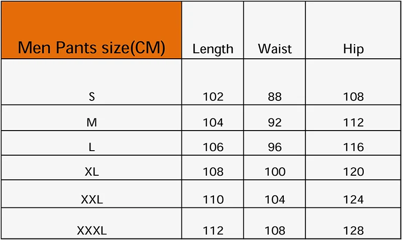 men pants size