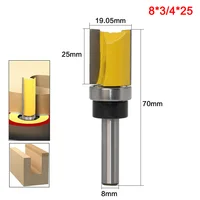 כרסום קאטר Shank כרסום קאטר Top Bottom Bearing Flush Trim נתב Bit 1 / 8mm 4pcs _WK (2)