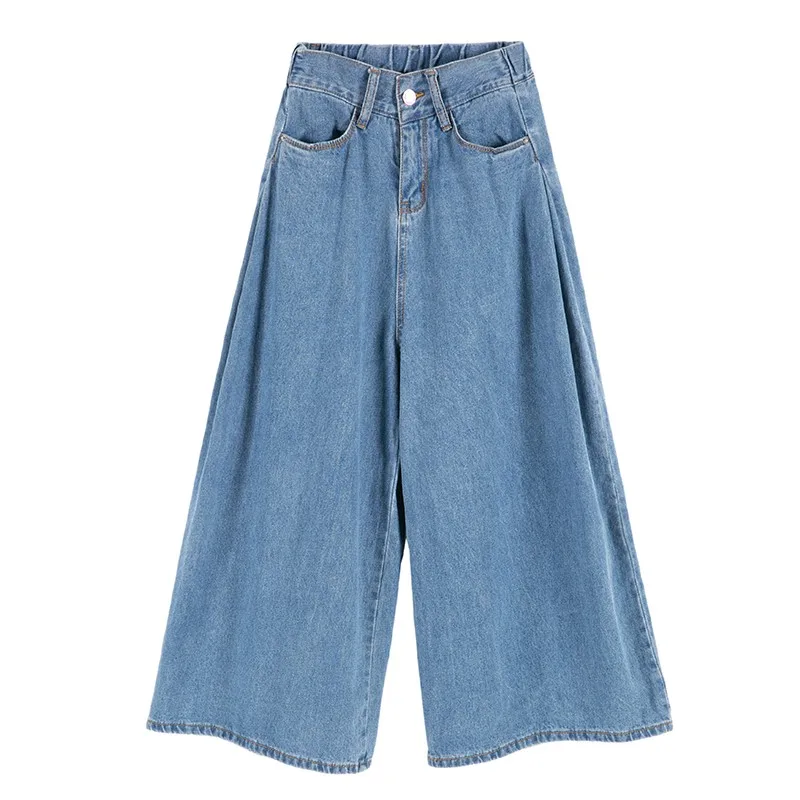 Ancho 2019 Denim Elástica Casual Cintura De Confort Para Pantalones Mujeres Primavera Verano Blue Vaqueros Retro Las La Pierna qBRwz1q