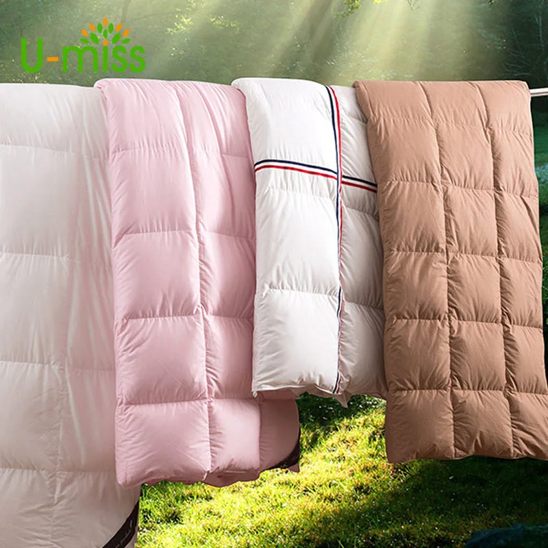 

U-miss Spring and Autum Double-deck Polyester Feather Fabric Blanket Modern Thicken on The Beds Rectangle Adults Soft Blanket