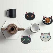 4 шт./компл. милый подставки с изображением кота, противоскользящие, ПВХ-скатерть из нетоксичного подставки Офис стол Декор Кофе чашки Стекло размещения расходные материалы