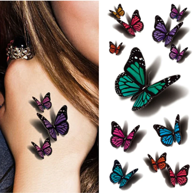 

3D Butterfly Tattoo Decals Body Art Decal Flying Butterfly Waterproof Paper Temporary Tattoo