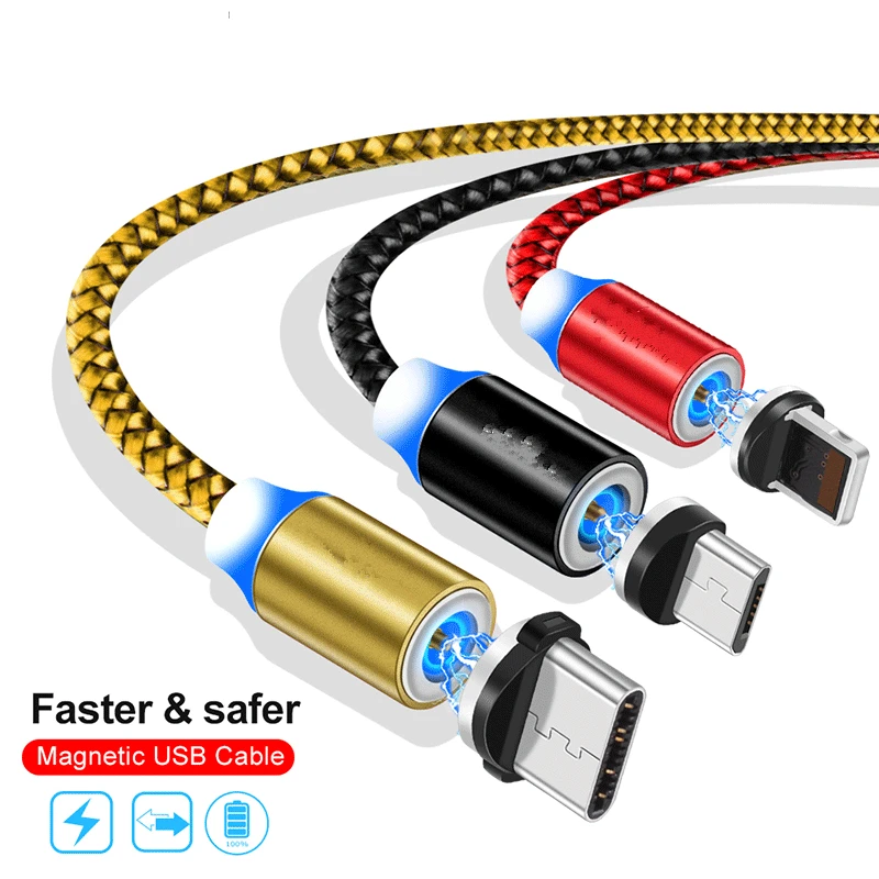 

Original Magnetic Cable Braided Type C Micro USB magnetic usb charging cable for Apple iphone X 7 8 6 Xs Max XR Samsung s10 cord