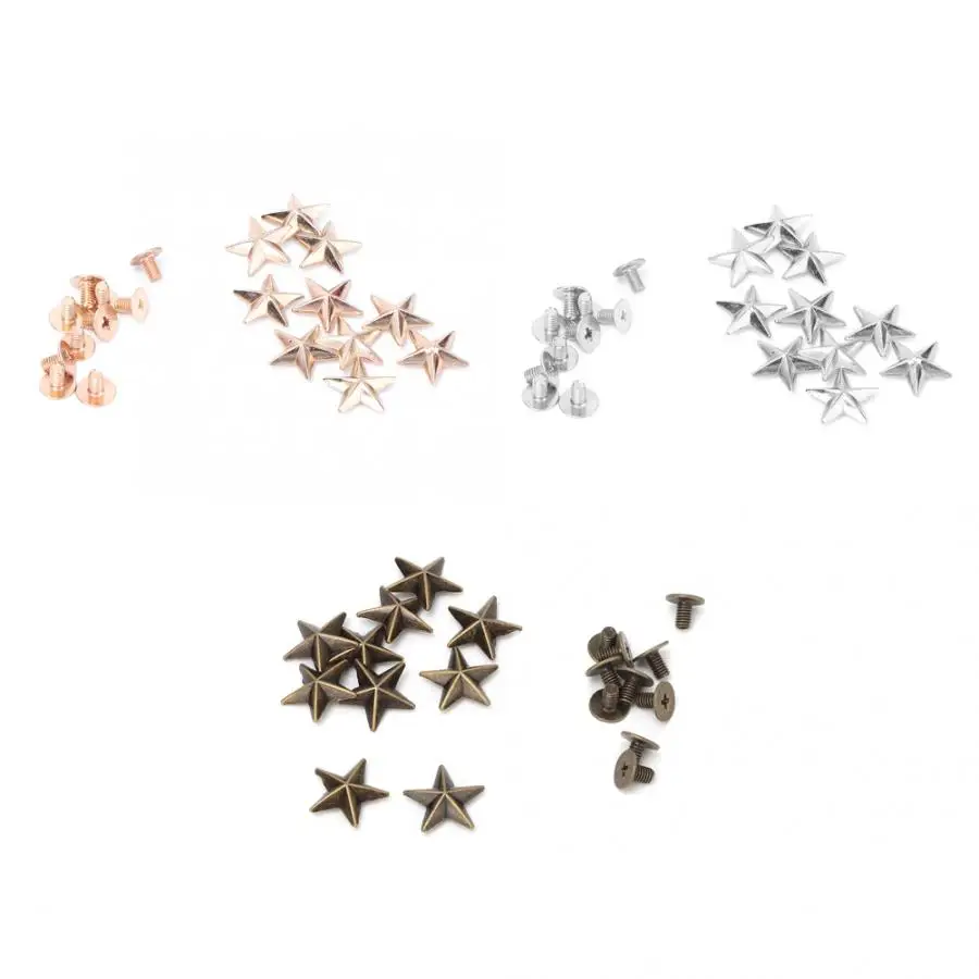 

Nail Polish Studs And Spikes For Clothes 10pcs Metal Star Stud Rivet Spike Screw For Leathercraft Bags Shoes DIY Decoration