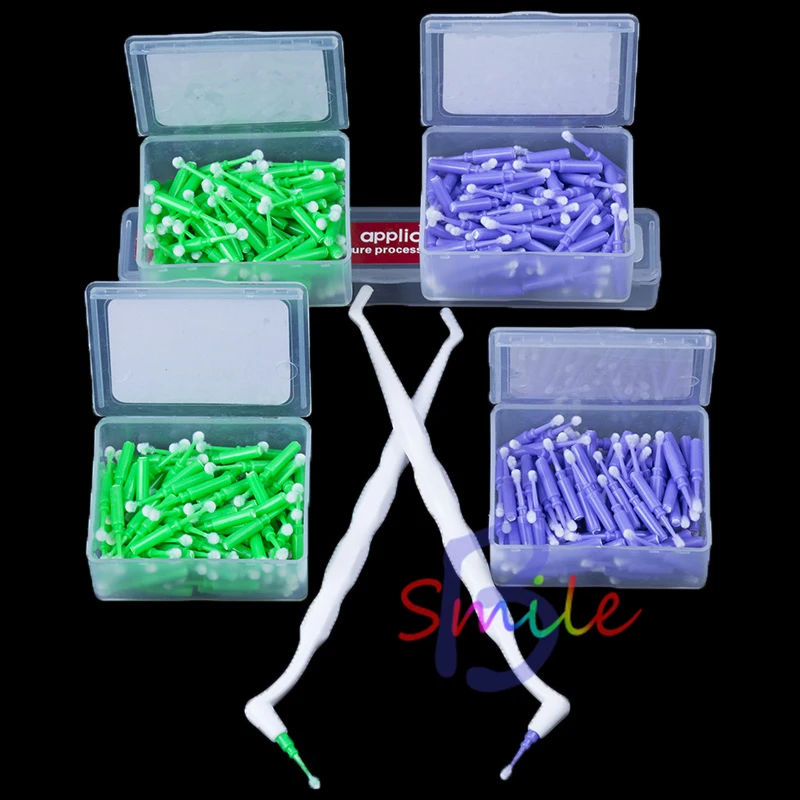

High Quality Dental 200pcs Disposable Cotton Soft Micro Applicators Brush Stick + 2 Handles