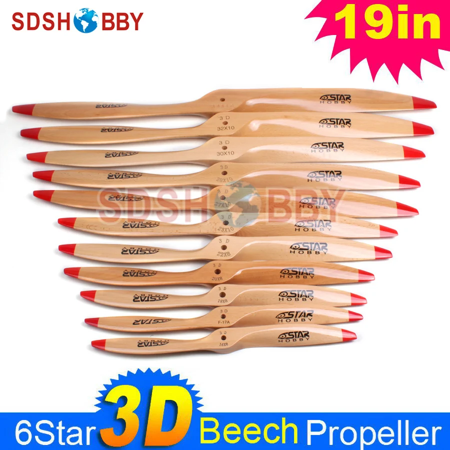 

1pc 6STARHOBBY 3D Wooden Propeller/ Beech Propeller 19A 19B 19*8 19*10 19x8 19x10 for RC Gasoline/ Petrol Airplane