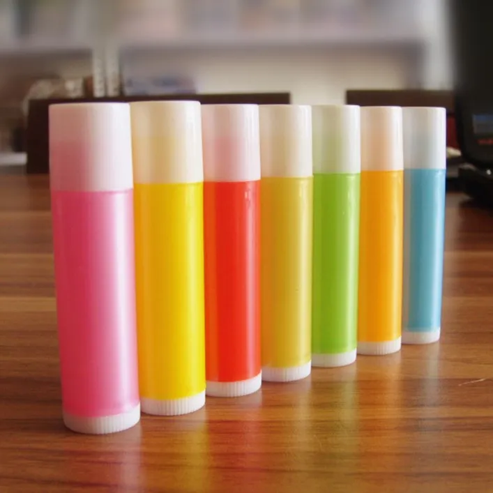 

Free Shipping 100pcs/lot 5g Empty Candy Color LIP BALM Tubes Container Lipstick Bottle For DIY Plastic Lip Cosmetic Packaging