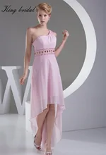 Rosa Chiffon Kristall Perlen Asymmetrische Ärmellose Abendkleider Schulter High Low Cocktailkleid Backless Homecoming Kleider