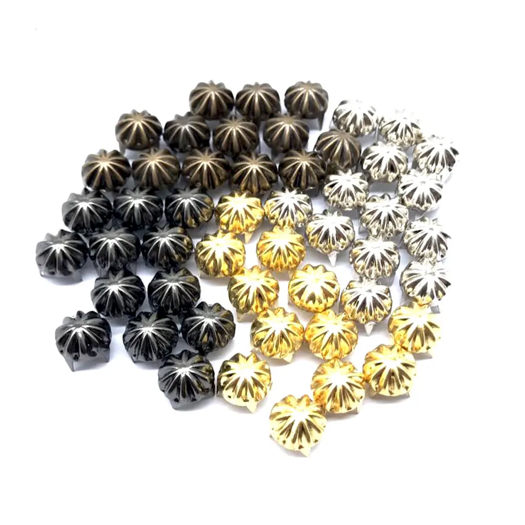 50pcs Metal Pumpkin Studs Claw Rivet Leathercraft Punk for Bags Jeans Belt Decoration
