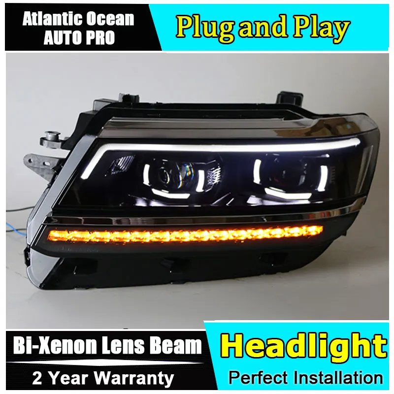 Авто часть стиль светодиодный головной фонарь для VW Tiguan 2017 2018 drl H7 hid Биксеноновые