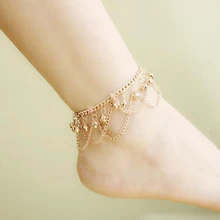 Brand New Tassel Anklet 2016 New Ankle Bracelet Pulseras Tobilleras Gold Anklets For Women Summer Fine Jewelry Barefoot BW587
