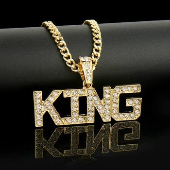 Full Rhinestone King Shape Pendants Necklaces